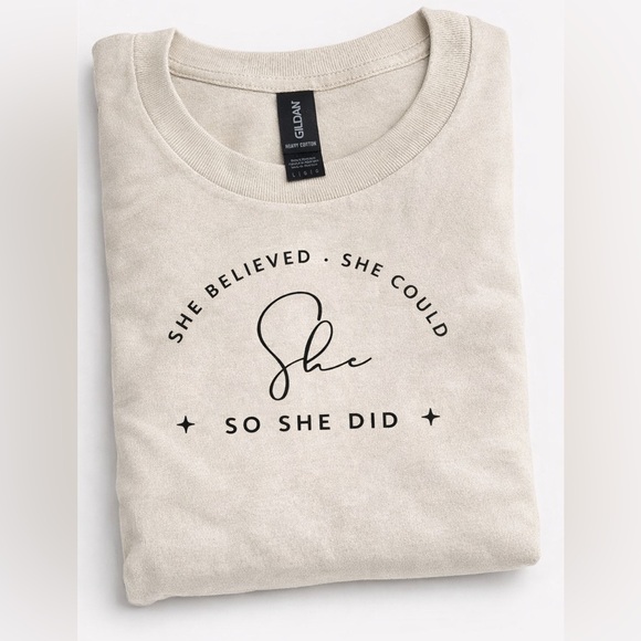 Gildan Tops - Gildan Beige Graphic Inspirational Women's Tee
